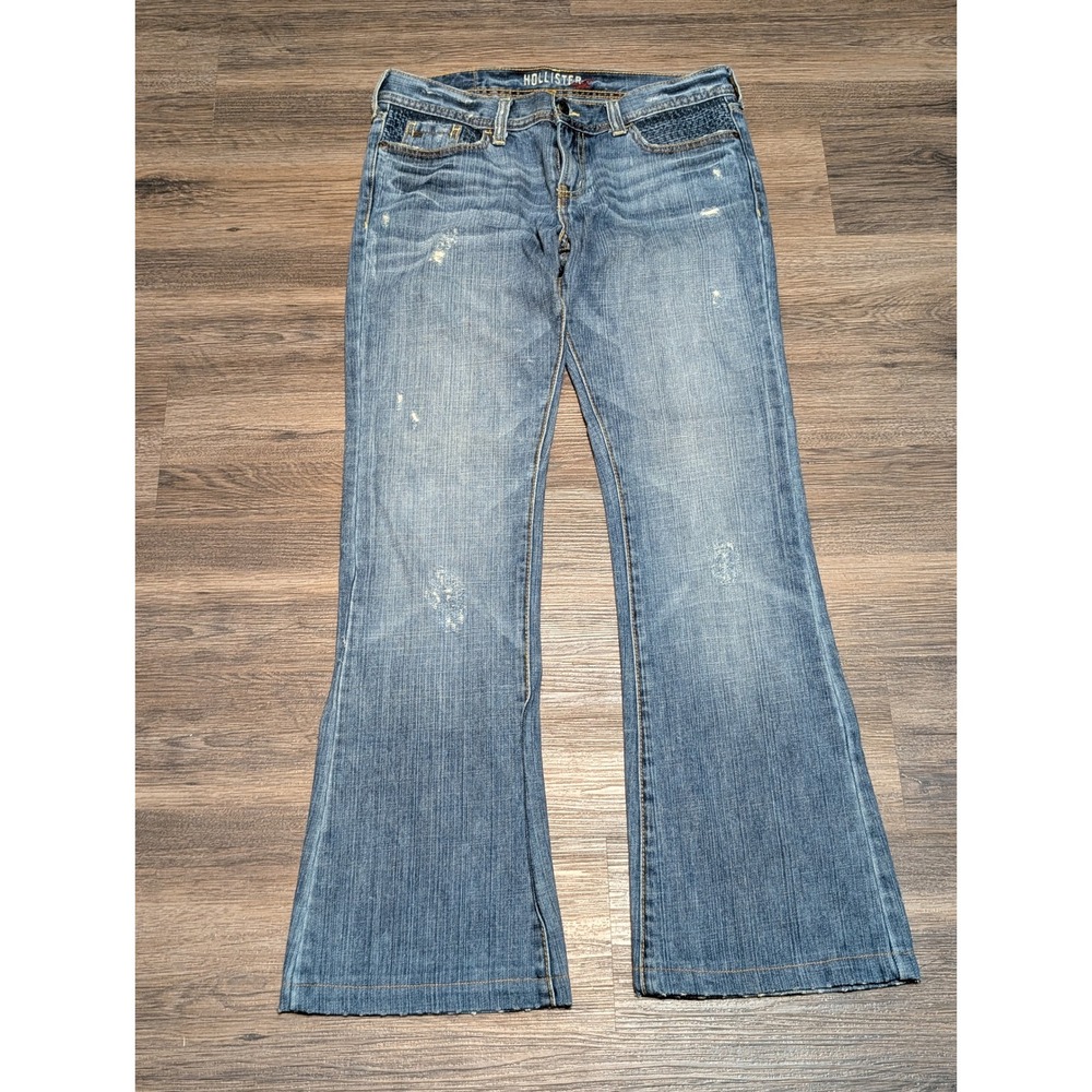 Hollister‎ Co Womens Jeans Size 5 Flare Bootcut Distressed Medium Wash Denim